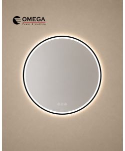 מראה עגולה LED מרחפת Hermes מסגרת שחורה IP54 קוטר 100 ס"מ