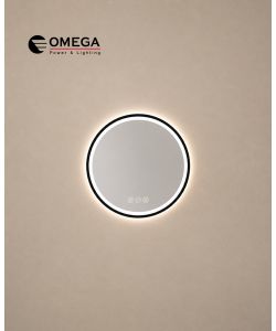 מראה עגולה LED מרחפת Hermes מסגרת שחורה IP54 קוטר 60 ס"מ