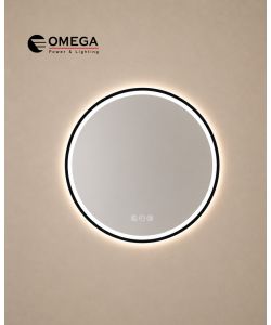 מראה עגולה LED מרחפת Hermes מסגרת שחורה IP54 קוטר 80 ס"מ