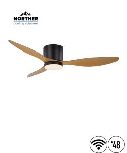 מאוורר צמוד תקרה 48" ERA +שלט ולד 24W CCT שחור+עץ NORTHER WiFi