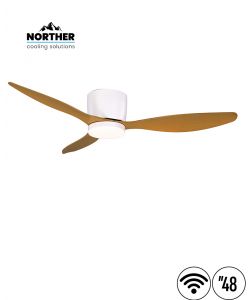 מאוורר צמוד תקרה 48" ERA +שלט ולד 24W CCT לבן+עץ NORTHER WiFi