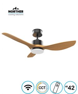 מאוורר תקרה 42" CLASSICO WIFI לפרגולה IP44 כולל שלט ותאורה NORTHER