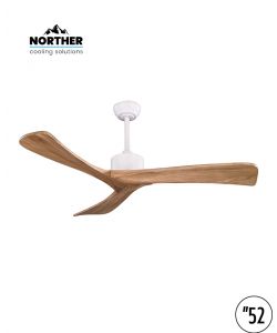 מאוורר תקרה 52" OXFORD כנפיים מעץ מלא +שלט לבן+עץ NORTHER