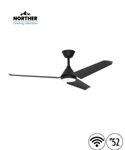 מאוורר תקרה 52" TANGO לפרגולה IP44 +שלט ולד 24W CCT שחור NORTHER WiFi