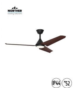 מאוורר תקרה 52" TANGO לפרגולה IP44 +שלט ולד 24W CCT שחור+עץ NORTHER