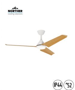 מאוורר תקרה 52" TANGO לפרגולה IP44 +שלט ולד 24W CCT לבן+עץ NORTHER