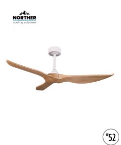 מאוורר תקרה 52" TRINITY כנפיים מעץ מלא +שלט לבן+עץ NORTHER