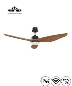 מאוורר תקרה 52" UNO WIFI לפרגולה IP44 כולל שלט ותאורה NORTHER