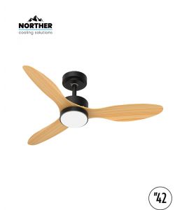 מאוורר תקרה 42" VERMONT +שלט ולד 24W CCT שחור+עץ NORTHER