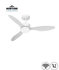 מאוורר תקרה 42" VERMONT +שלט ולד 24W CCT עם עמעם לבן NORTHER WiFi