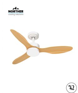 מאוורר תקרה 42" VERMONT +שלט ולד 24W CCT לבן+עץ NORTHER