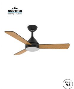 מאוורר תקרה 42" YOUNG +שלט ולד 24W CCT שחור+עץ NORTHER