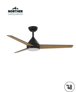 מאוורר תקרה 48" YOUNG +שלט ולד 24W CCT שחור+עץ NORTHER