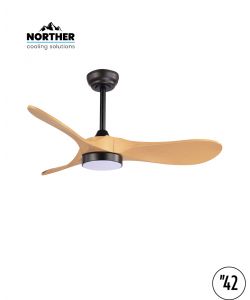 מאוורר תקרה 42" YORK +שלט ולד 24W CCT שחור+עץ NORTHER
