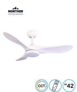 מאוורר תקרה 42" YORK +שלט ולד 24W CCT לבן NORTHER