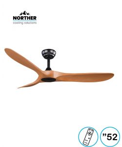 מאוורר תקרה 52" YORK +שלט שחור+עץ NORTHER