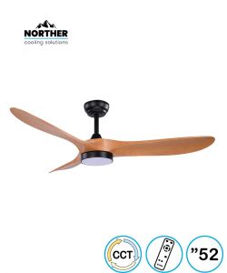 מאוורר תקרה 52" YORK +שלט ולד 24W CCT שחור+עץ NORTHER
