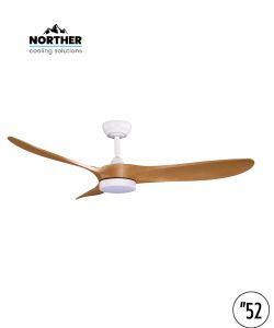 מאוורר תקרה 52" YORK +שלט ולד 24W CCT לבן+עץ NORTHER