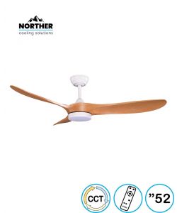 מאוורר תקרה 52" YORK +שלט ולד 24W CCT לבן+עץ NORTHER
