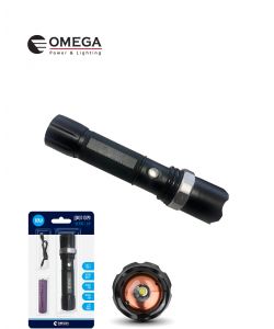 פנס נטען 10W טלסקופי/זום 18650 בליסטר OMEGA