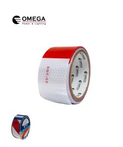 סרט אזהרה דביק מחזיר אור אדום-לבן "2 5x מטר