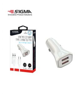 מטען רכב כפול USB-(A) 5V/2.4A + כבל TYPE-C