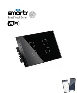 מפסק מגע לתאורה WIFI, מתג 4, שחור, 4 מקום SMARTR