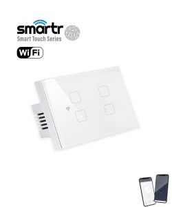 מפסק מגע לתאורה WIFI, מתג 4, לבן, 4 מקום SMARTR