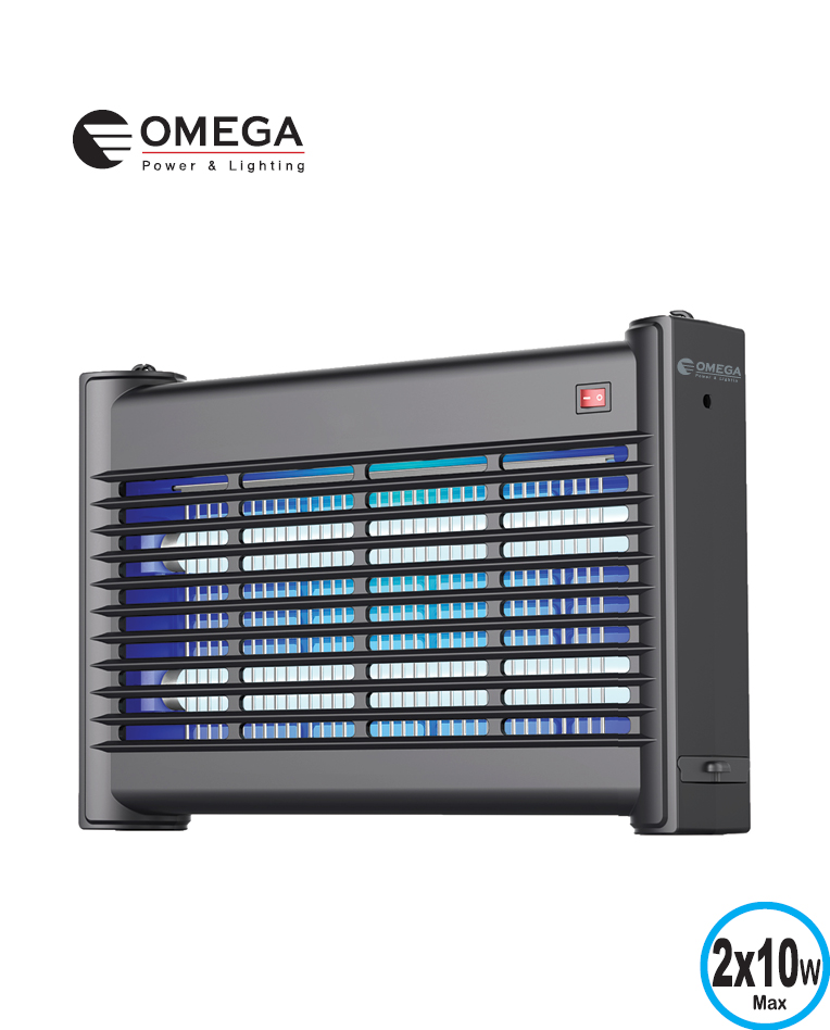 אומגה קטלן יתושים אלקטרוני Zero 20W עם 2 נורות T8, רדיוס 25 מ' ומגש נשלף דגם IK218B