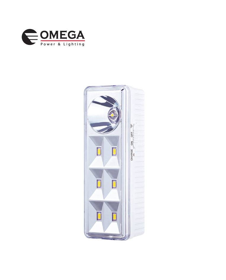 תאורת חירום נטענת SNOW OM-8016S - 6+1 לד, הדלקה אוטומטית בהפסקת חשמל